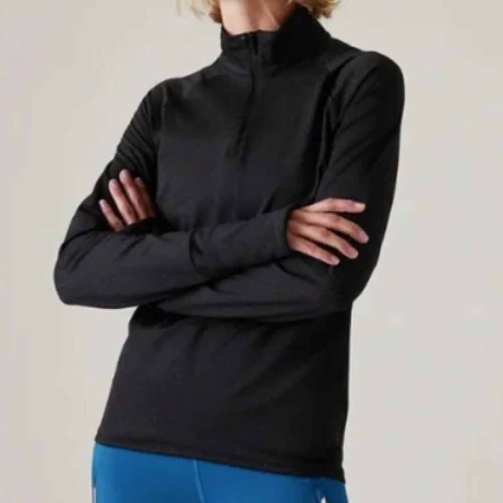 Athleta Whistler Half Zip Long Sleeve Top, Light Fleece Lining - Womens Small